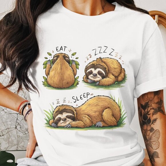 Gunies Other - Sloth LifeSloth Life T-Shirt, Eat Sleep, Relax Shirt, Relaxation with Sloth Tee